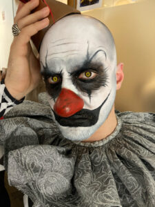Scary clown makeup.