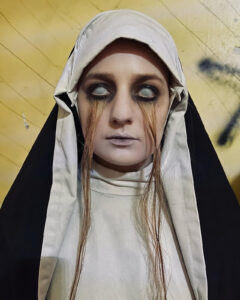 Scary nun makeup for Halloween.