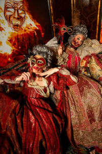 Venetian-themed Halloween horror makeup.